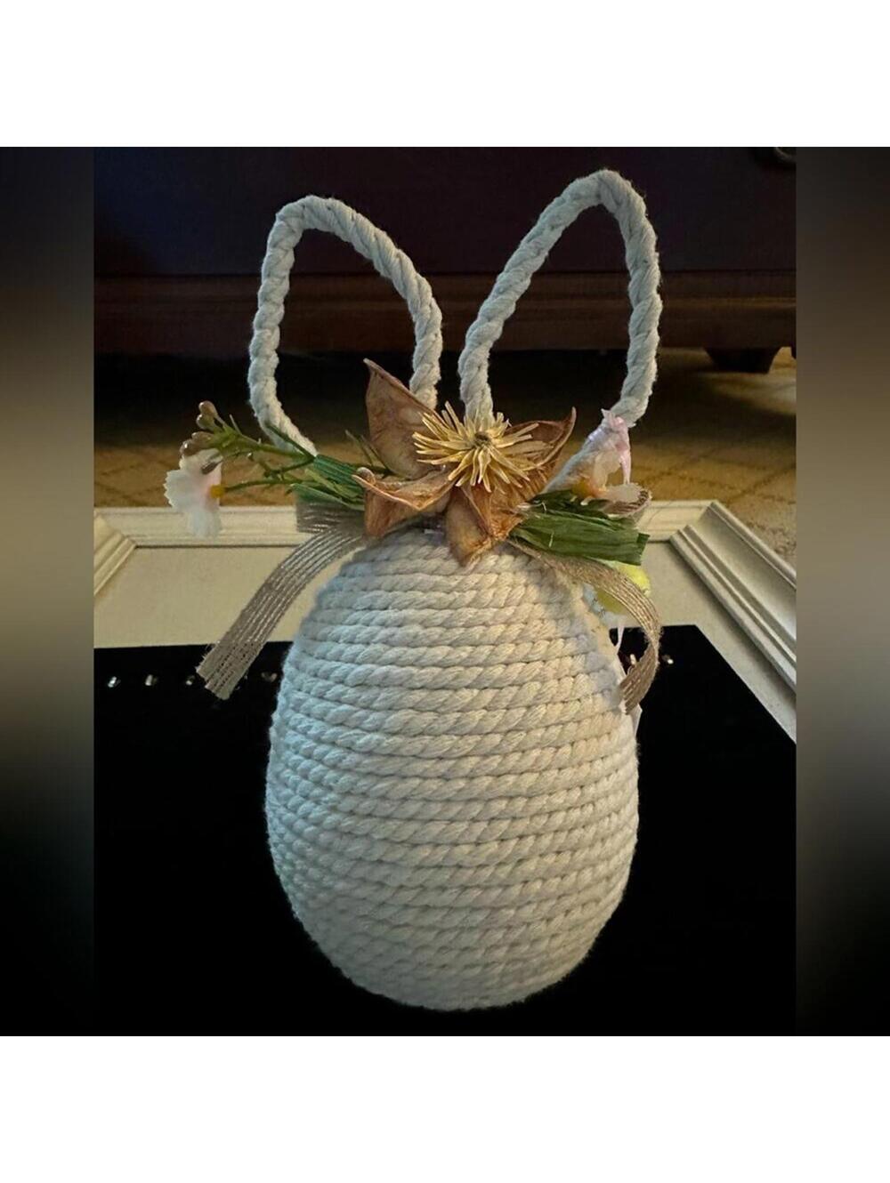 Odelette Springtime Egg shaped Bunny with ears and floral design